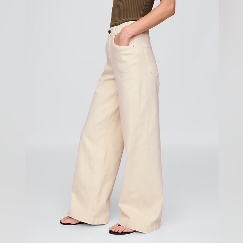 Gap High Rise Stride Wide-Leg Jeans in Pebble - Picture 3 of 10